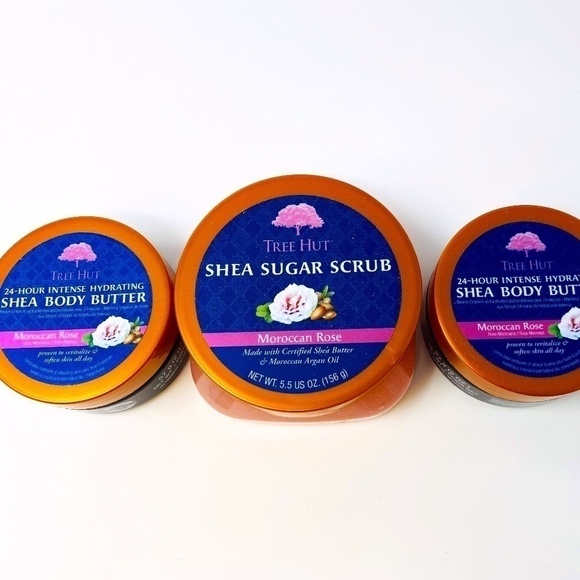 6 pack - Tree Hut Moroccan Rose 2 Shea Sugar Scrub & 4 Shea Body Butter. - Picture 1 of 5